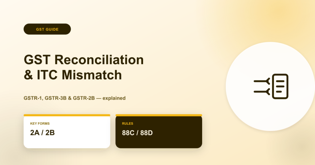 GST Reconciliation: GSTR-1, GSTR-3B and GSTR-2B ITC mismatch explained
